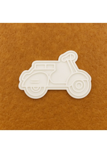 Retro Motosiklet Şekilli Kurabiye Kalıbı - 8 Cm Kurabiye Ve Fondan Kalıbı Beyaz