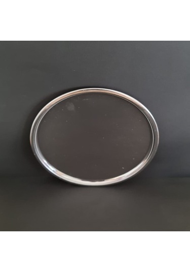 12 Adet Paslanmaz Çelik Diplomat Tabak 430 Kalite Tatlı & Pasta Servis Tabağı 31 Cm Gümüş