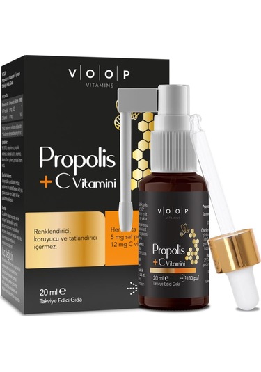 Voop Propolis C Vitamini Damlalıklı Sprey Takviye Edici Gıda 20 ML