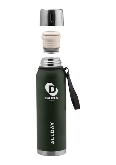 Daima Allday 1000 Ml 12 Saat Sıcak 24 Saat Soğuk Yeşil Termos Yeşil