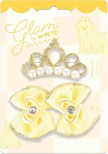 M-pets Glam Taç Ve Fiyonklu Kedi Ve Köpekler İçin Aksesuar Toka Sarı Mavi