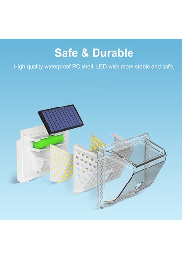 Vkemall Güneş Enerjili 90 Led Duvar Lambası, Ip65 Su Geçirmez, İnsan Algılama, Bahçe/villa Aydınlatması, Beyaz, 5w