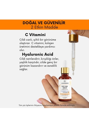 Lasaroz Yüz Bakım Serumu Hyaluronic Acid Vitamin C 30 ML