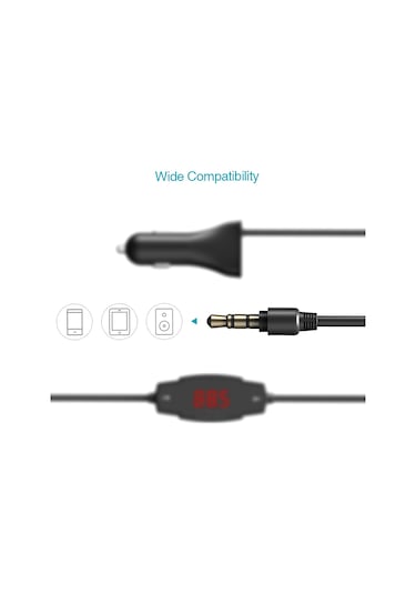 Lemestar Siyah Araç Fm Verici: 3.5mm Ses Bağlantısı, Ellerden Özgür Konuşma Ve 2.4a Usb Şarj Cihazı