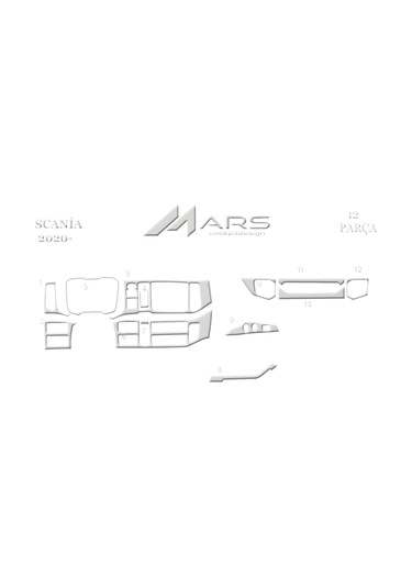 Scania R Konsol-torpido Kaplama 2020- 12 Parça-alüminyum Alüminyum