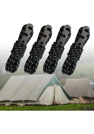 Suntek 4x Kamp Çadır Kordonları Yürüyüş Piknik Siyah Siyah