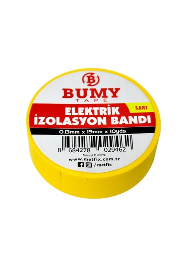 Bumy Elektrik Bandı 0.13mm X 19mm X 10 Yds Sarı