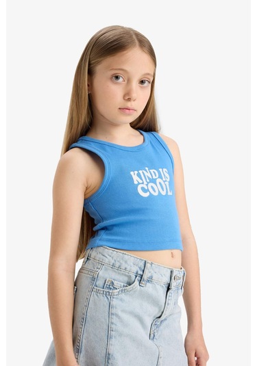 Defacto Kız Çocuk Bisiklet Yaka Baskılı Atlet C4717a825smbe277 Mavi