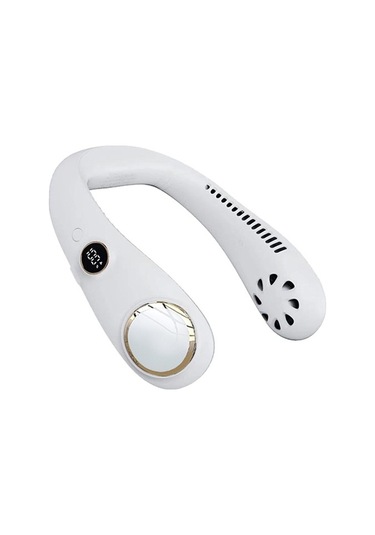 Taşınabilir Şarj Edilebilir Bıçaksız Boyun Asma Fanı 8811 Beyaz