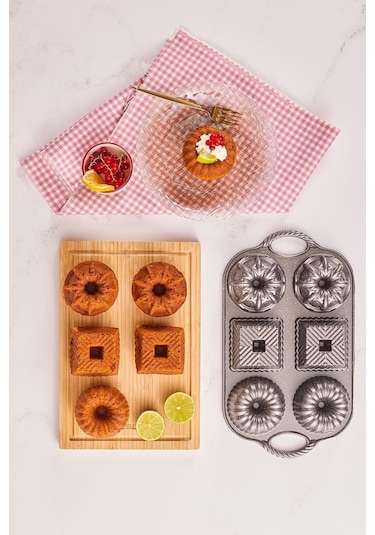 Emsan Griss Six In One Döküm Kek Kalıbı Gri 6'Lı