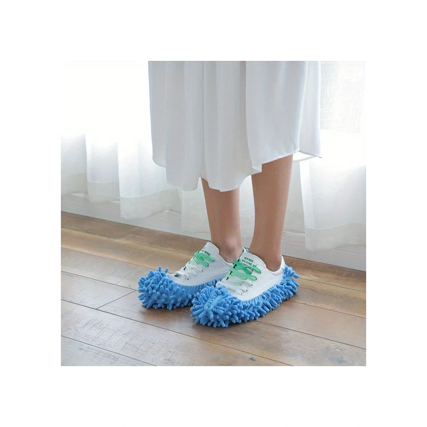 Dashanshop 2 Adet Çıkarılabilir Mikrofiber Paspaslı Yıkanabilir Temizlik Terliği 2 Parça Beden