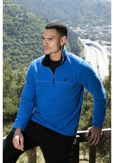 Buratti Slim Fit Anti-Pilling Tüylenme Yapmayan Bato Yaka Kışlık Şardonlu Erkek Polar 5906001 Saks