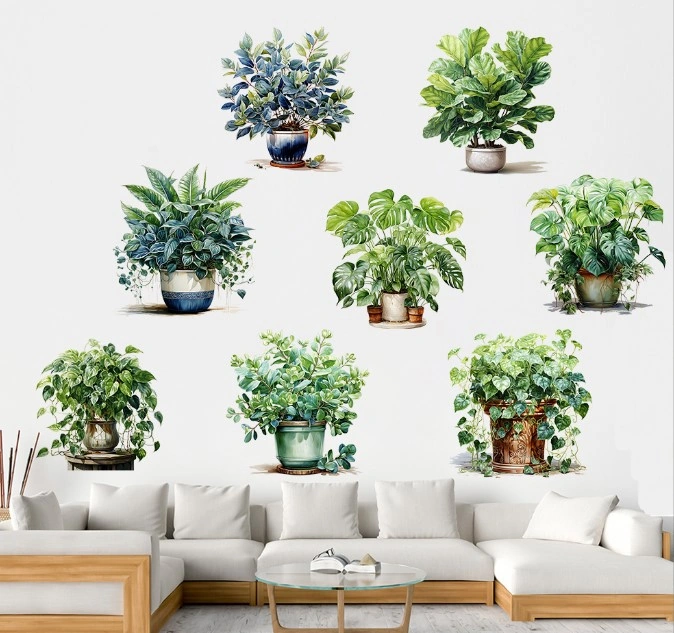 Saksılı Çiçek Tasarımlı 8li Sticker 4741 Akçaağaç