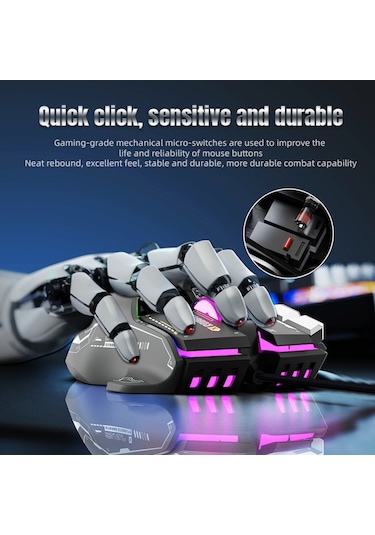 Reedark G6 Rgb 12 Tuşlu Mekanik Mouse Kablolu Oyun Mouse Ergonomik Tasarım 10 Tuşlu Makro Programlanabilir Ayar