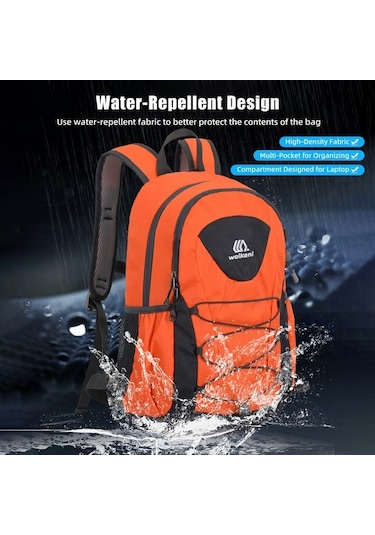 Pazly Hafif Katlanabilir Outdoor Sırt Çantası - Ayarlanabilir Bel Kemeri, Acil Durum Düdüğü, Siyah, Tüm Mevsimler İçin Kullanılabilir Siyah