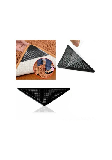 Hombey Su Geçirmez Halı Kayma Engeli, Üçgen Sabitleyici, Tekrarlı Kullanım, Silikon Malzeme, 4 Adet Ana + 4 Adet Yardımcı Sticker Diğer