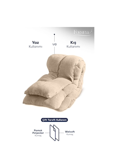 Formeya Lüx  Çift Taraflı Welsoft Tek Kişilik Yorgan Bej