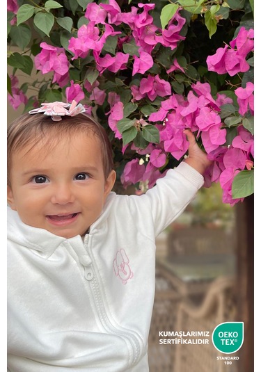 Bebek/cocuk Nakış Detaylı Fermuarlı Sweatshirt Pembe