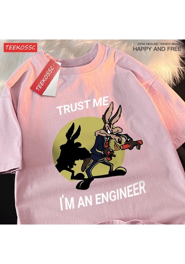 Teekossc Güven Bana Ben Bir Mühendis T-shirt - Erkek Kadın Hip Hop Gevşek Kısa Kollu Streetwearaltın Altın