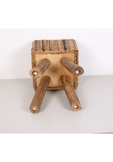 Abaka Kare Puf & Stools-doğal Teak Gövde 33x44x50 Cm Bej