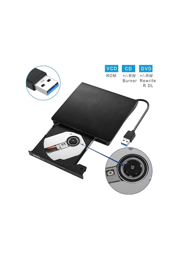 Harici USB 3.0 DVD - RW Writer CD DVD Yazıcı Okuyucu Optik Sürücü