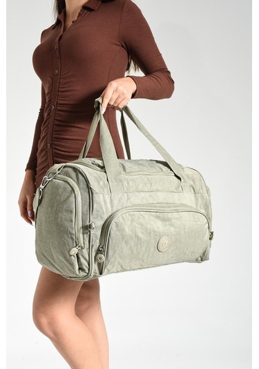 Unisex Kabin Boy Çapraz Askılı Omuz Çantası Seyehat Spor Çantası Hafif Klinkır Kumaş 40 25 Cm Bej