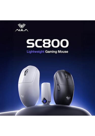 Aula Sc800 Lightweight Paw3395 Sensor 26000 Dpı 8000hz Kablolu Ve Kablosuz Gaming Oyuncu Mouse Beyaz