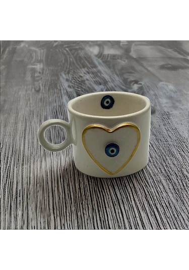 Altın Yaldız Kalp Nazar Fincan Mug