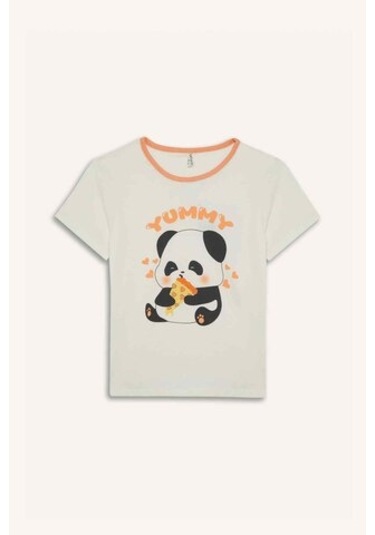 DeFacto Kız Çocuk Pijama Takımı Kısa Kollu Üst Esnek Belli Şort E6428A825HSER85 DeFacto Kız Çocuk Pijama Takımı Kısa Kollu Üst Esnek Belli Şort E6428A825HSER85