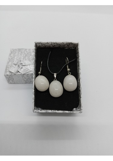 Balık Hediyelik Beyaz Oniks Doğaltaş Kolye ve Seti 10