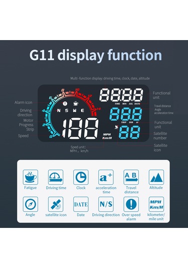 Vkemall G11 5.5 İnç Renkli Gps Hud: Hız, Yön, Yükseklik, Yorgunluk Uyarısı Ve Daha Fazlası