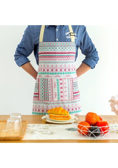 Yaleker Ev Ofisi Mutfak Önlüğü, Cep Tasarımı, 70x68cm, Poliester Elbise, Kırmızı-yeşil Çizgili Desenli, Yaşam Kolaylığı Sağlar