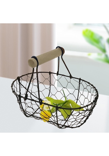 Suntek Tel Yumurta Sepeti Retro Rustik Demir Depolama Çiftlik Kahve