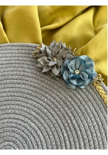 Decohandy 39cm Çiçekli Jüt Örme Supla Amerikan Servis Çok Renkli