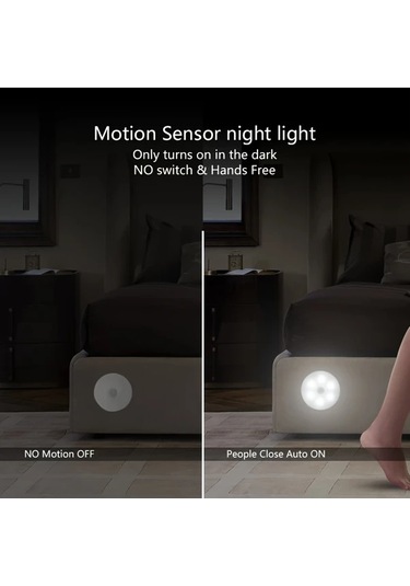 Chuangyinshop Sarı Yuvarlak Hareket Sensörlü 8 Led Usb Dolap Koridor Ofis Aydınlatma