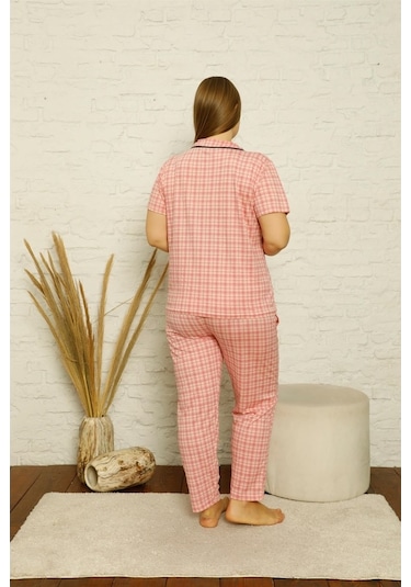 Akbeniz Kadın Pamuklu Cepli Kısa Kol Büyük Beden Pijama Takım 202 (519884269)