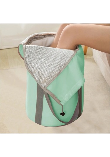 Fortunelane Taşınabilir Katlanabilir Ayak Spa Kovalı, Isı Dayanıklı Peva İç Katmanlı, Seyahat/ev İçin Depolama Çantasıyla Ayak Sı Mavi