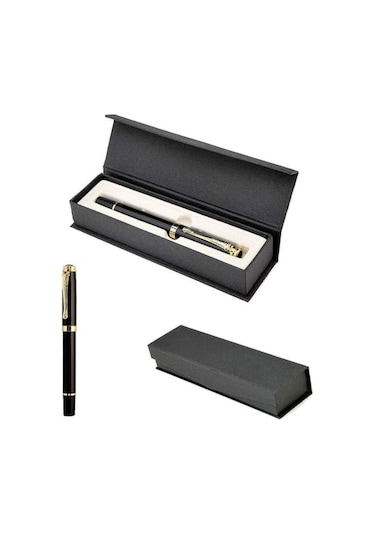 Kişiye Özel İsim Yazılı Premium Dolma Kalem Şık Hediye Kutulu Siyah