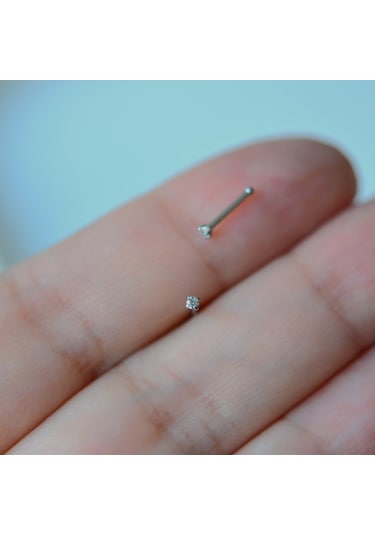 Heppii Cerrahi Çelik Gümüş Renk Minik Tektaş Burun Piercing Tektaş Hızma Gümüş