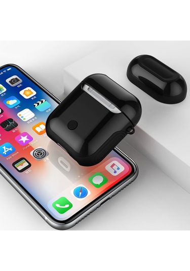 Vernikli Pc Bluetooth Kulaklık Kılıfı  Airpods Uyumlu 1/2 İçin Anti-kayıp Saklama Çantası Siyah
