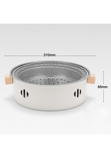 Vkemall Açık Paslanmaz Çelik Barbekü Sobası Kamp Kömür Sobası Taşınabilir Yuvarlak Çay Ocağı Ev Tipi Bölünmüş Barbekü Sobası Beyaz Beyaz