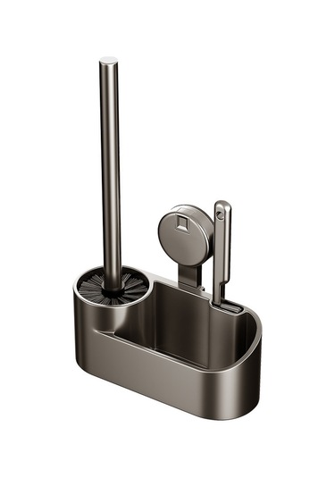 Vakumlu Duvara Monte Banyo Pratik Raflı Tuvalet Fırçası Gri