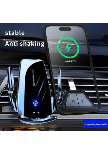 Tongxida 2024 Magic Q95 Kablosuz Şarj Tutucu 15w İndüksiyon Navigasyon Araç Tutucu Otomotiv Cihaz Montaj Siyah