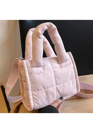 Elmpaly Siyah Hafif Polyester Quilted Desenli Çok Bölmeli Sırt Çantası Kadın Günlük Seyahat El Çantası Siyah