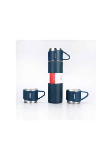 Skycity 500ml 304 Paslanmaz Çelik Termos Seti, 3 Bardaklı, Sıcak/soğuk Saklama, Taşınabilir, Outdoor Kamp, Spor, Araç İçin Siyah