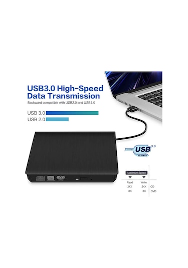 Harici USB 3.0 DVD - RW Writer CD DVD Yazıcı Okuyucu Optik Sürücü