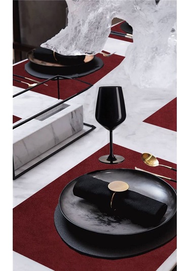 6'lı Kadife Dokulu Servis Peçetesi Bordo