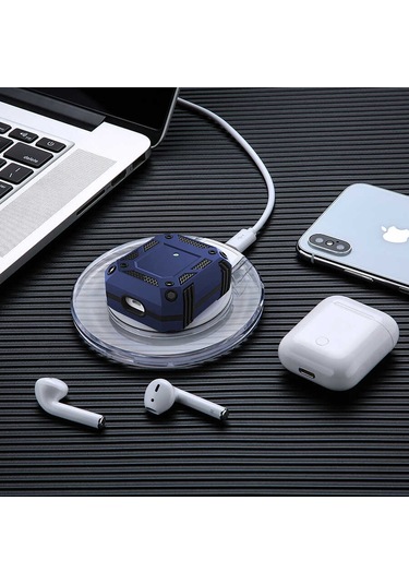Ekılıf - Airpods 1.nesil Uyumlu - Kılıf Darbelere Karşı Dayanıklı Koruyucu Silikon Kılıf Airbag 15 - Kırmızı