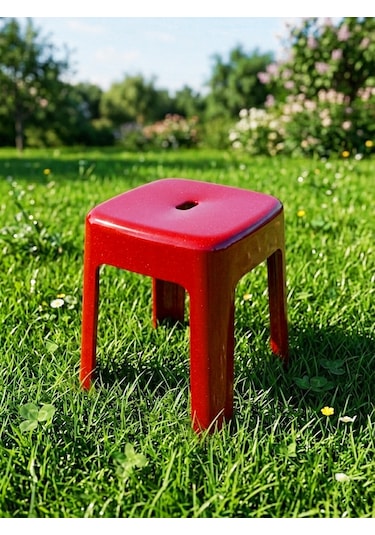 Saban Kırmızı, Plastik Alaska Model Sağlam Tabure 36x36x46cm