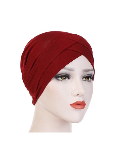 Yystore Dişi Hijab Muslim Hat Elastic Fabric Baz Bone Jhs7510 Koyu Bordo